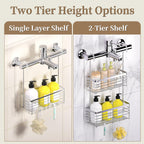 DELLAN Hanging Shower Organizer, Shower Rack with Hooks Over the Door