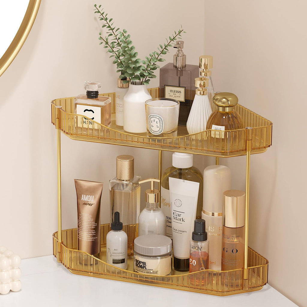 Lifewit 2 Tier Corner Bathroom Counter Organizers and Storage, Clear