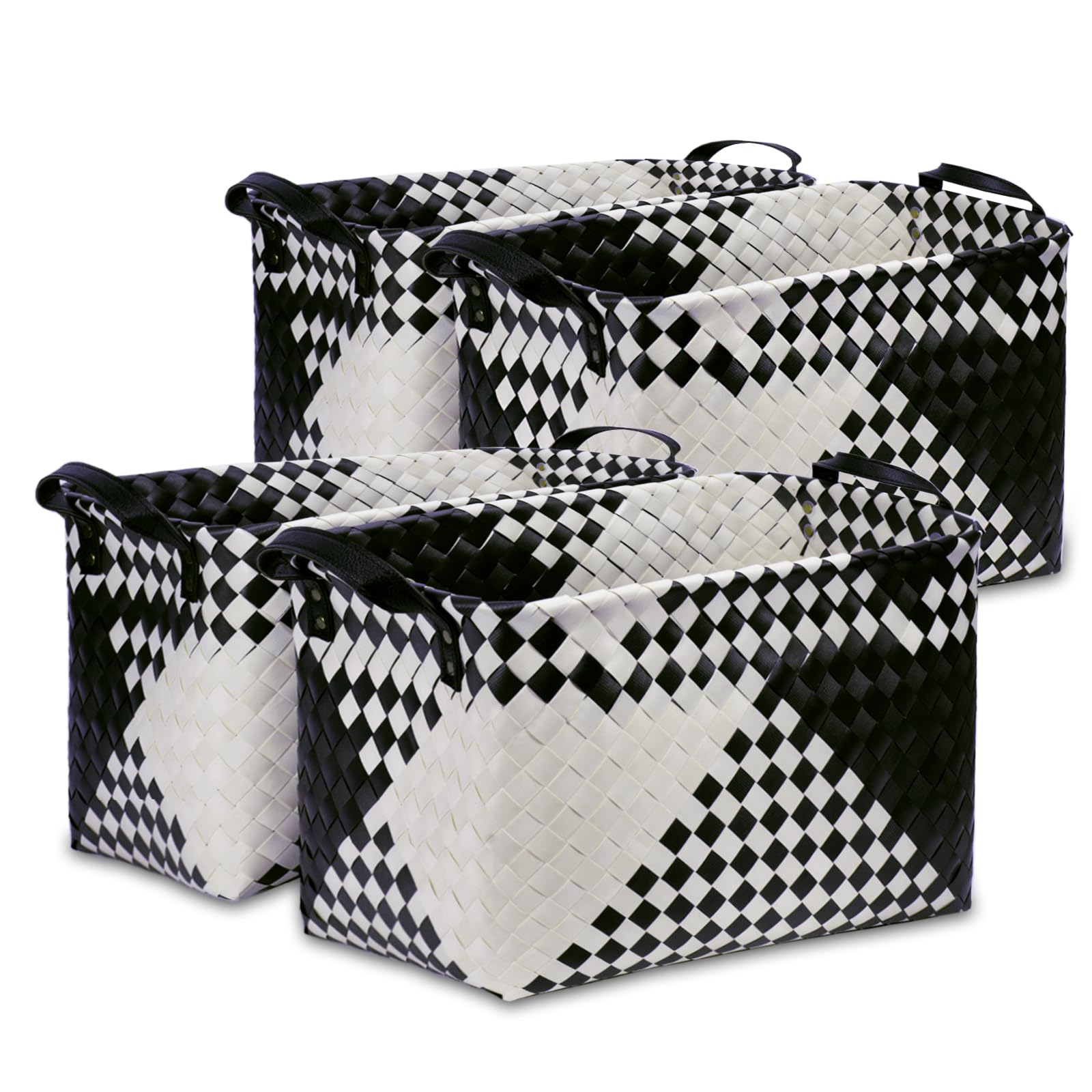 BROWNLILY Handwoven Wicker Storage Baskets, Pack of 4, Brown