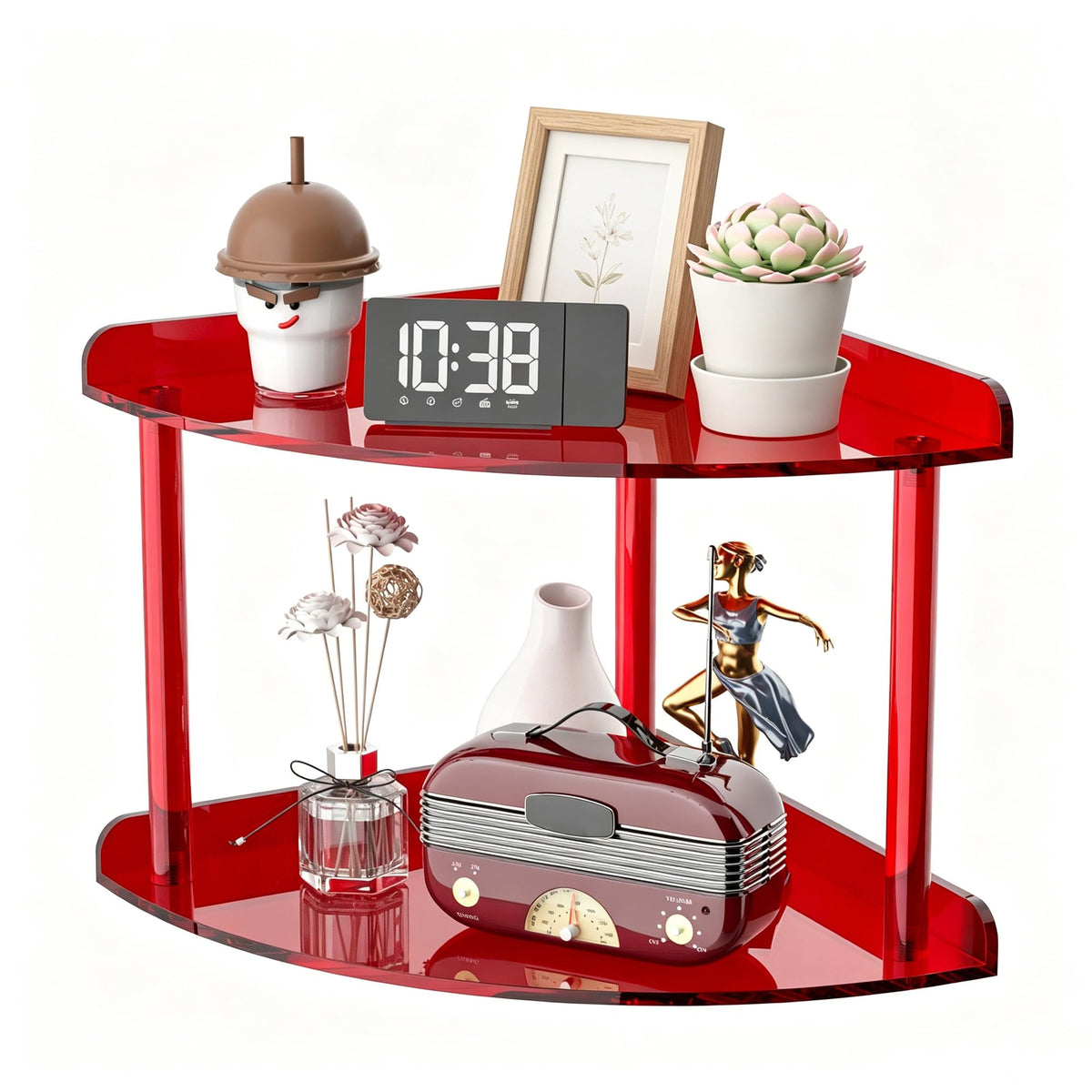 Sezanrpt 2 Tier Countertop Corner Organizer Shelf 7x7x8 Inch, Acrylic Bathroom Organizer Corner Shelf for Countertop, Clear Vanity Storage Organizer for Skincare, Cosmetics, Perfume