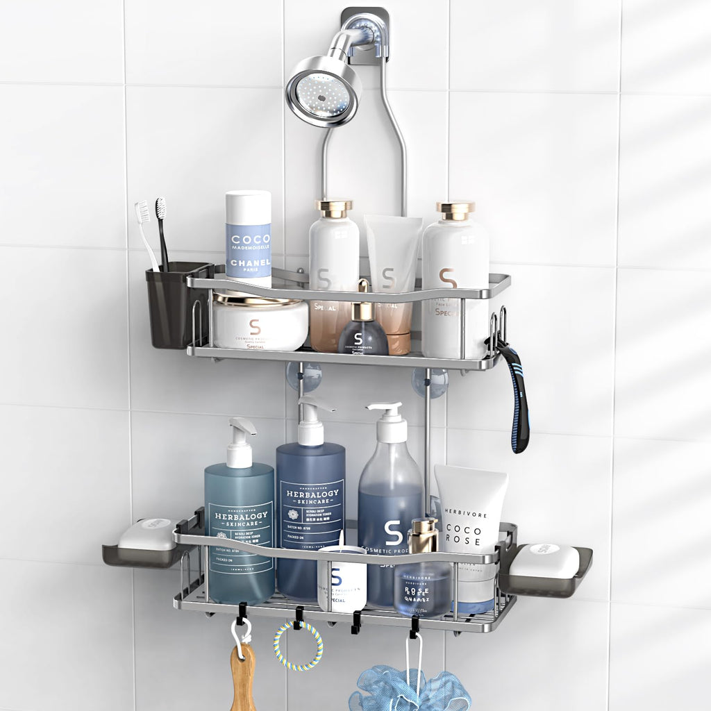 Hanging Shower Caddy Over Shower Head - No Drill Rustproof Shower Rack