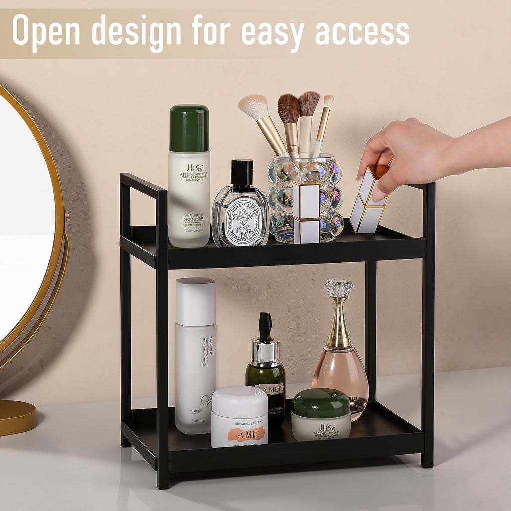 Bathroom Counter Organizer Vanity Storage Countertop Shelf, Small Black