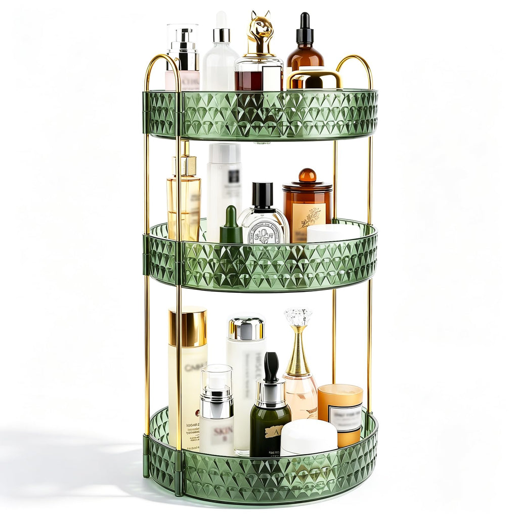 Large Capacity Rotating Makeup Organizer Perfume Stand Holder, 2 Tier Clear