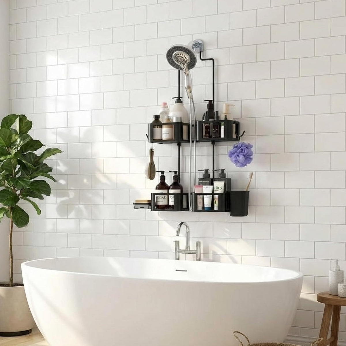 Haging Shower Caddy for Handheld Showerheads,Over Head Shower organizer