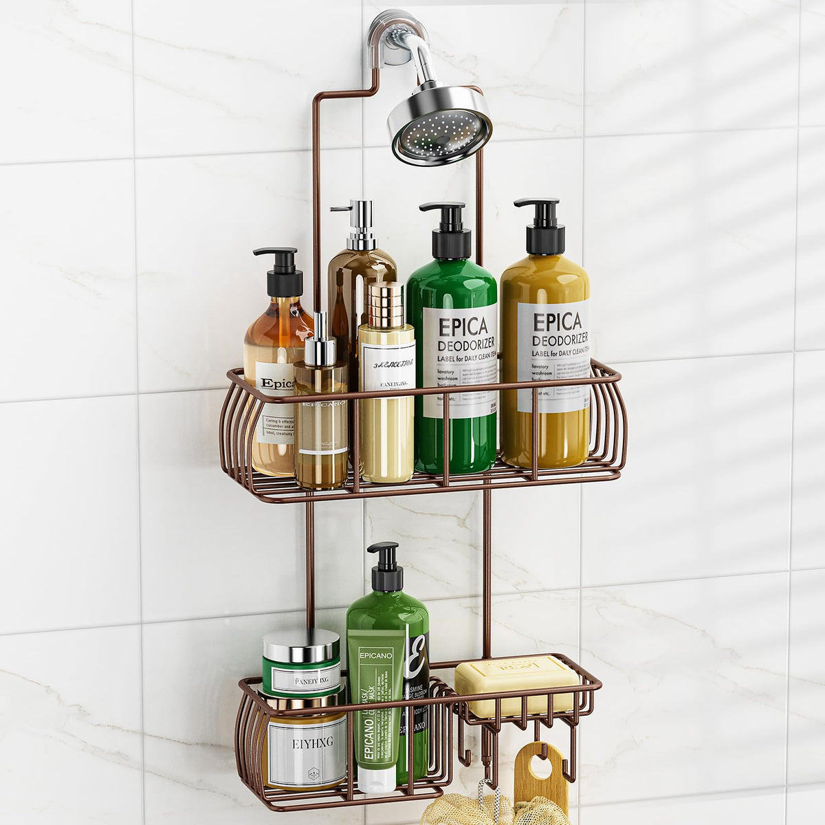 Epicano Shower Caddy Hanging,Large Capacity Shower Organizer,Black