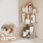 3 Tier Corner Bathroom Counter Organizer, Clear Vanity Makeup Storage Shelf