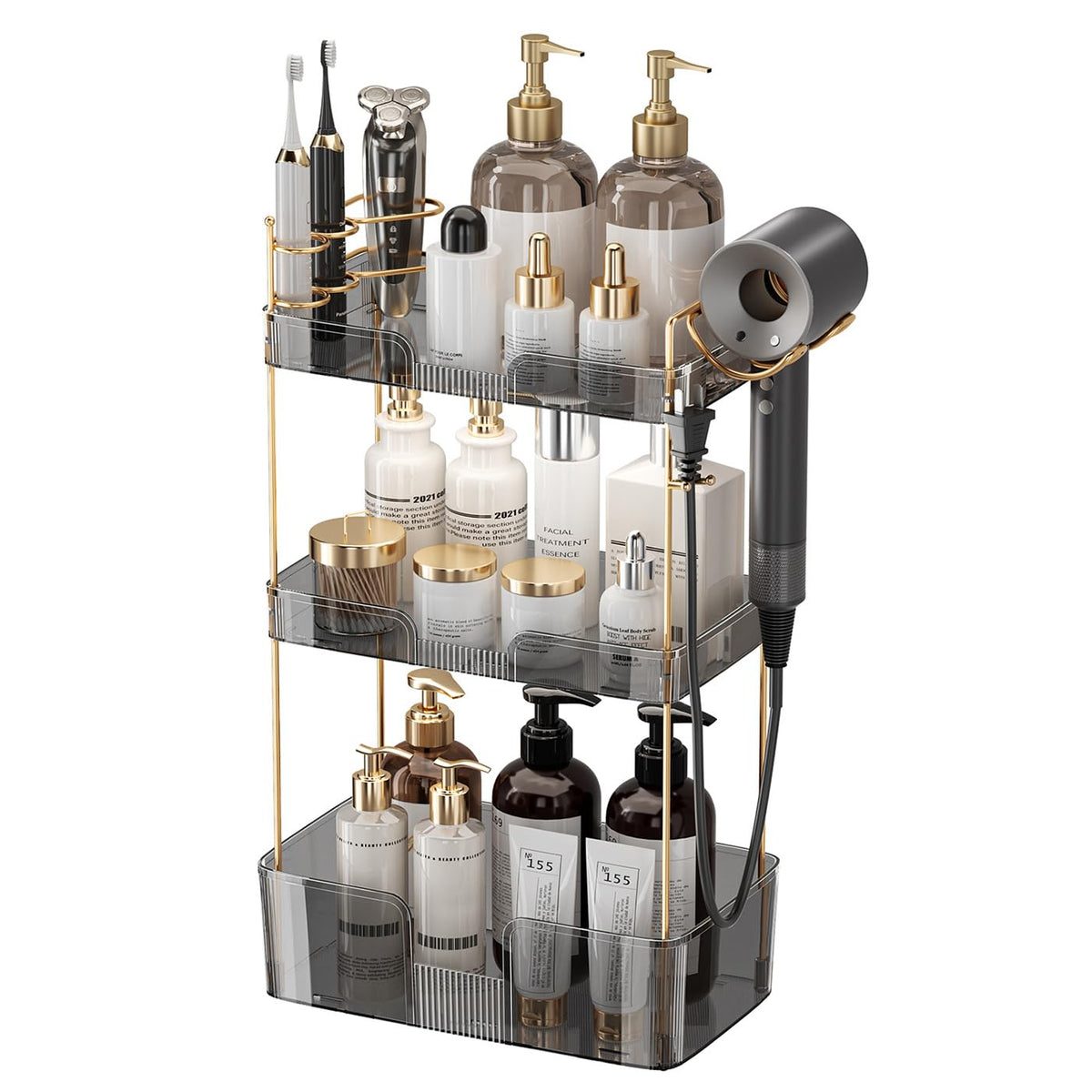 Aveniee Bathroom Counter Organizer, 3 Tier Perfume Skin Care Countertop Storage Shelf, Vanity Makeup Tray for Cosmetic Skincare Lotion,Clear