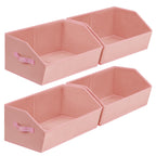 Homsorout Closet Organizers Bins 6 Packs - Large Closet Shelf Organizer with Handles, Fabric Trapezoid Storage Bins, Collapsible Storage Cubes for Clothes, Towels, Light Gray