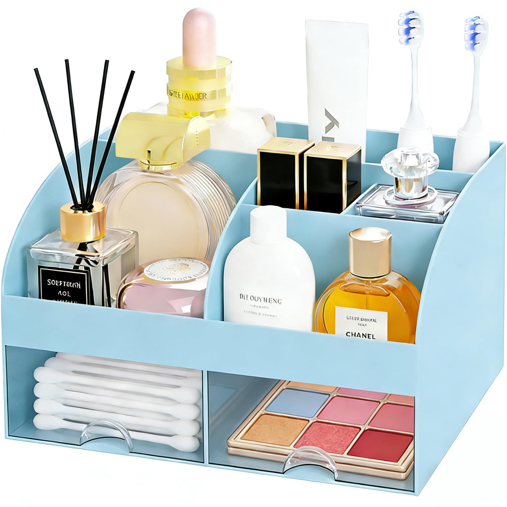 Makeup Organizer with 2 Drawers, Countertop Cosmetic Storage for Vanity