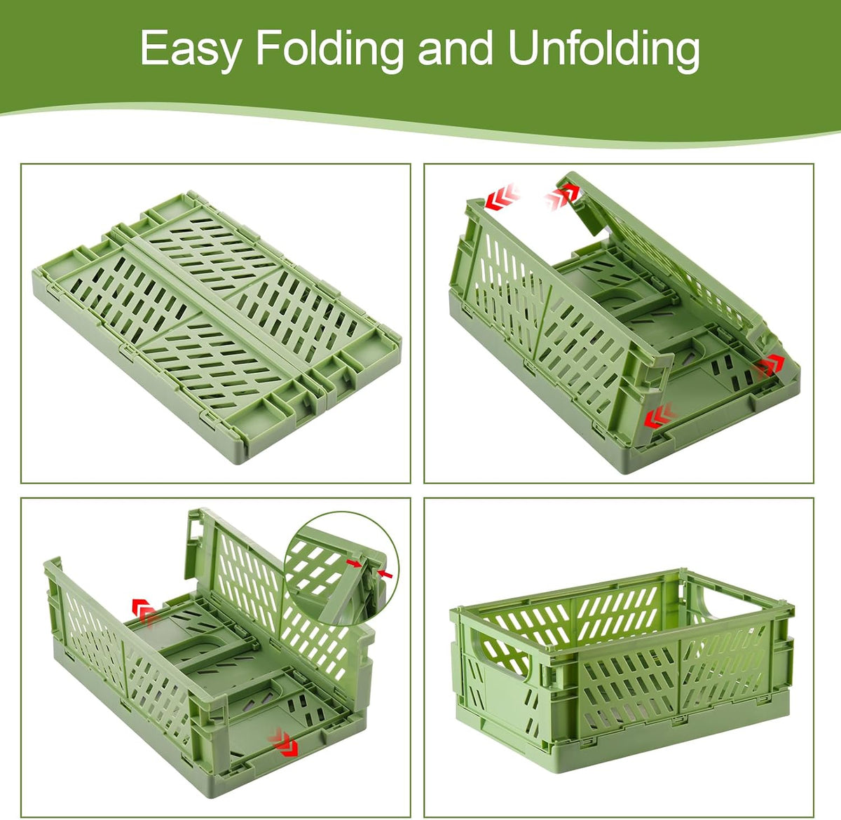 HUUSMOT 6-Pack Collapsible Small Plastic Storage Baskets, 5.9"x3.8"x2.2"
