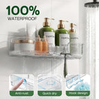 HAMITOR 5 Pack Adhesive Shower Caddy, Clear Transparent Shower Organizer