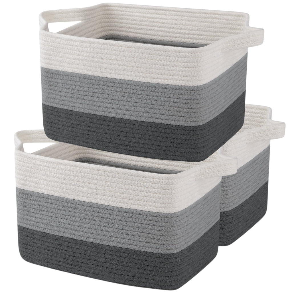 OIAHOMY Cotton Rope Storage Baskets for Organizing Gradient Yellow 3-Pack
