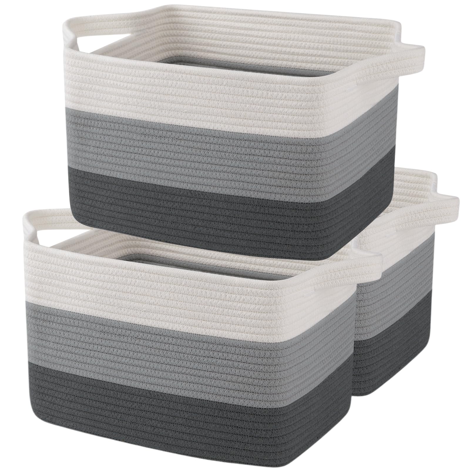 OIAHOMY Cotton Rope Storage Baskets for Organizing Gradient Yellow 3-Pack