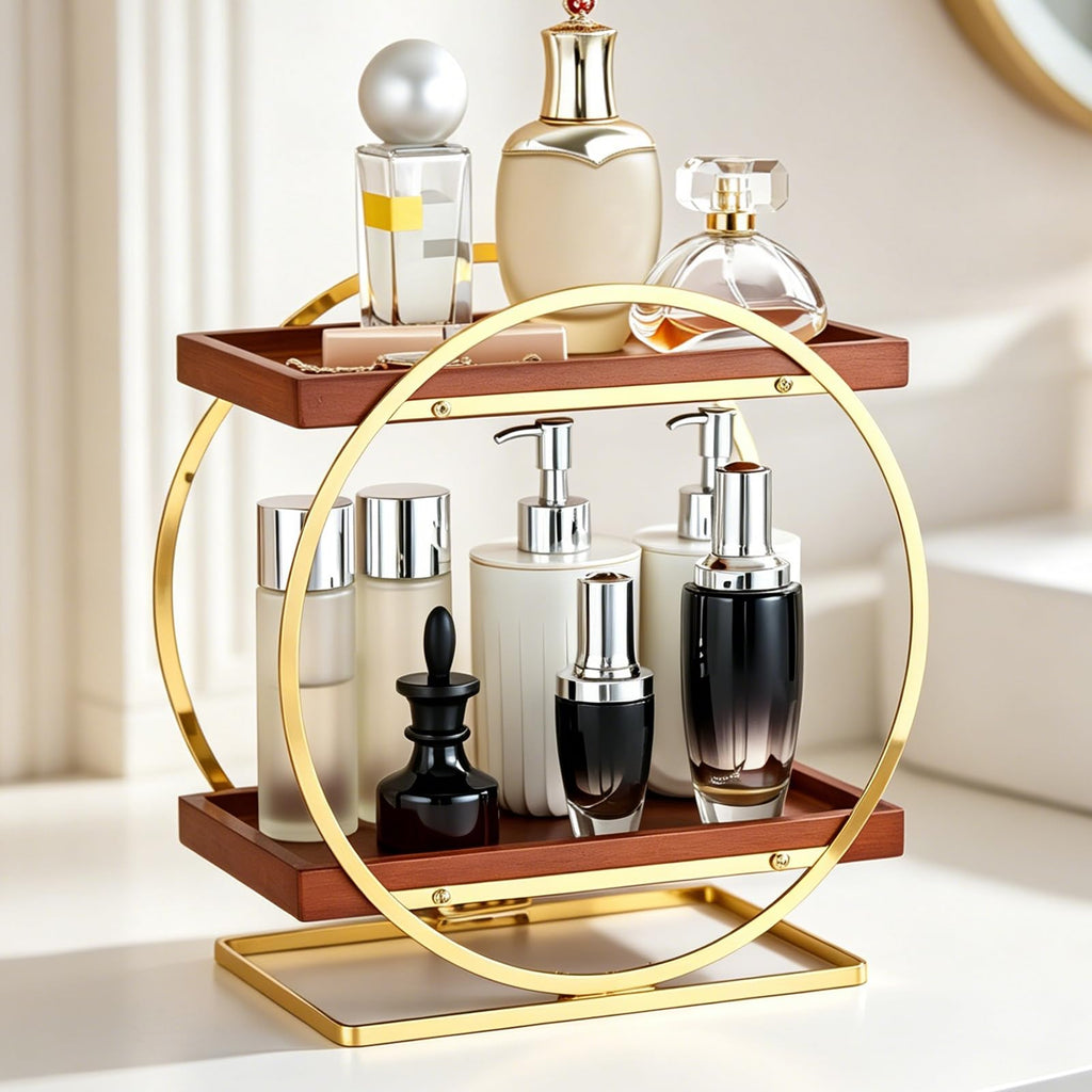 Bathroom Counter Organizer, 2-Tier Black Perfume Organizer Dresser