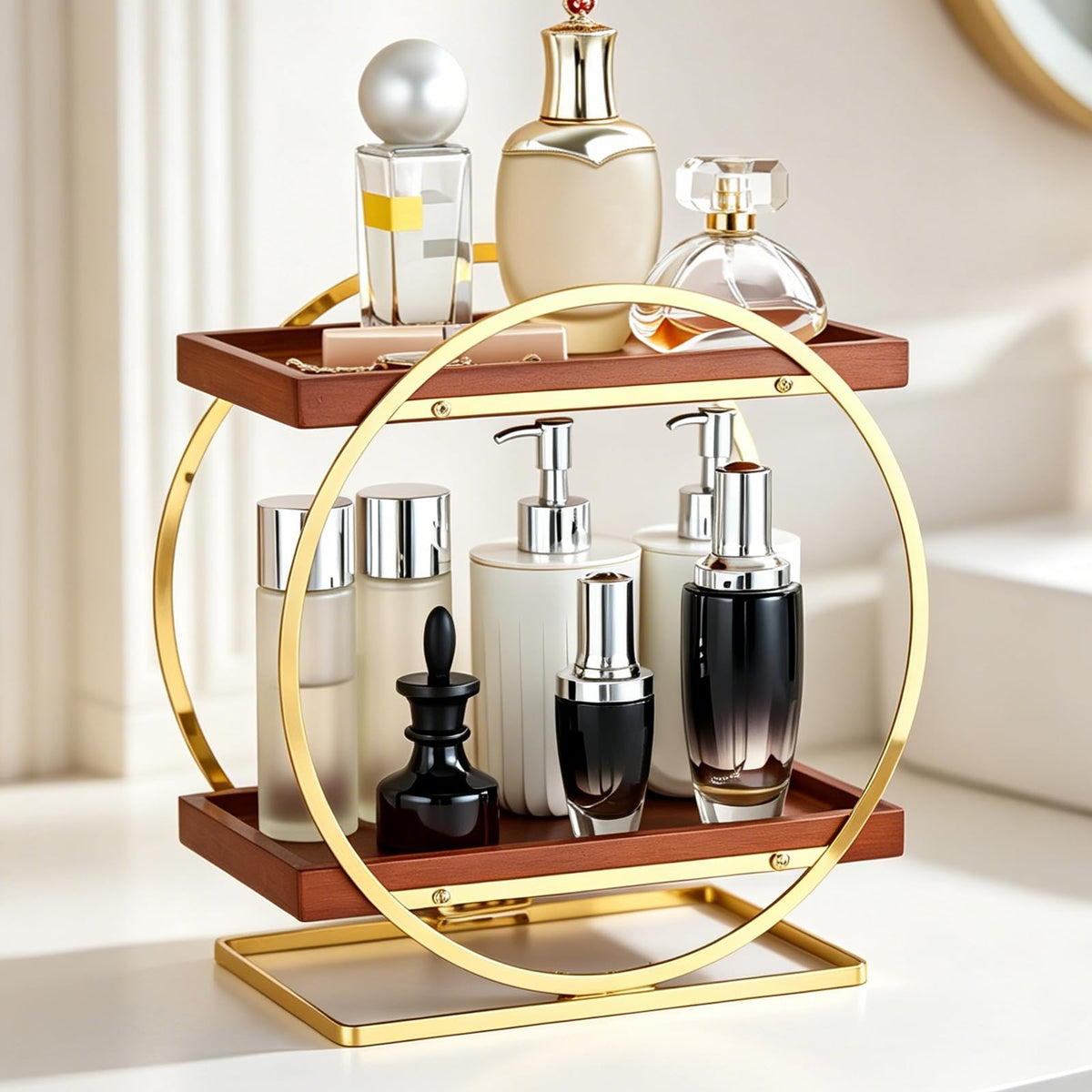 Bathroom Counter Organizer, 2-Tier Black Perfume Organizer Dresser