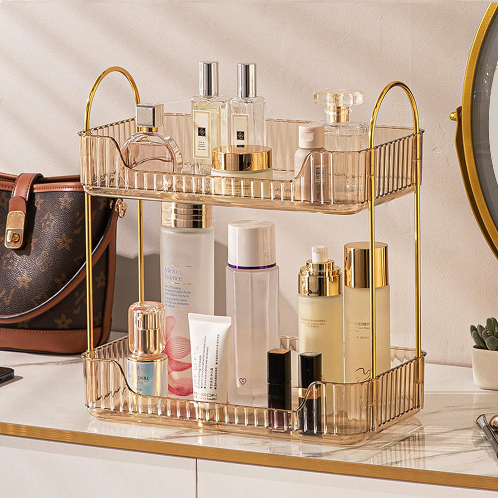 Aveniee Bathroom Counter Organizer, 3 Tier Perfume Skin Care Countertop Storage Shelf, Vanity Makeup Tray for Cosmetic Skincare Lotion,Clear