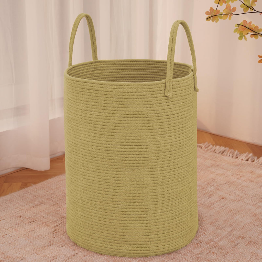 JMvicyroam 60L Cotton Rope Laundry Basket Hamper, Brown