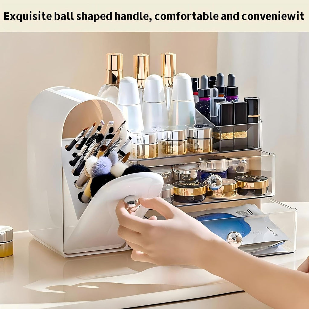 Makeup Organizer for Vanity with Brush Holder,Skincare Organizer