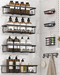 8 Pack Adhesive Large Capacity No-Drilling Shower Caddy, Black