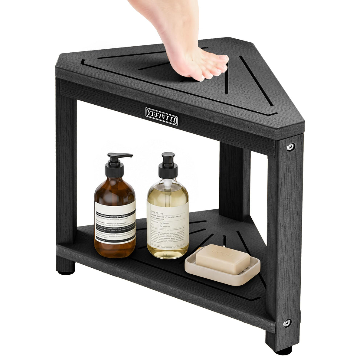 Corner Shower Stool 14in Small Bench Storage Shelf White
