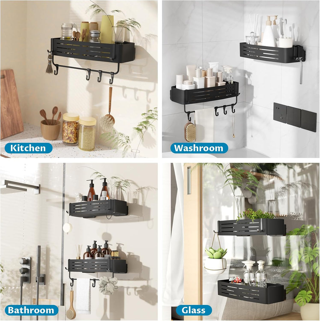 Onemake Suction Cup Shower Caddy, Shower Shelf, Bathroom Organizer, Black