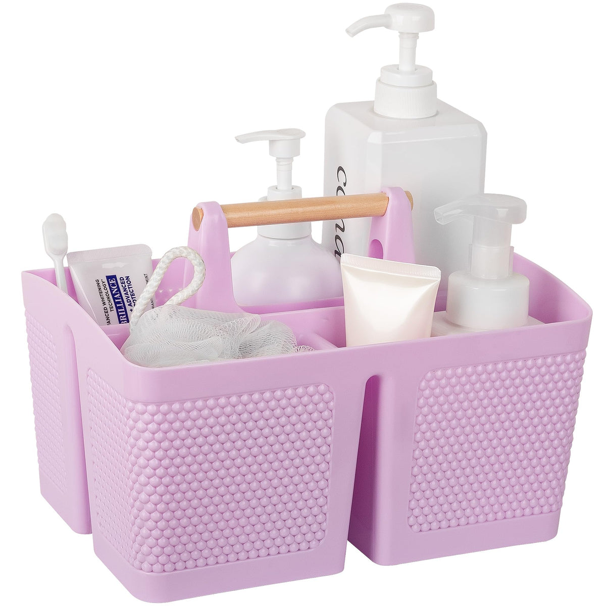 rejomiik Portable Shower Caddy Basket Plastic Cleaning Caddy Organizer Storage Tote with Handle for Bathroom, College, Dorm Room Essentials, White