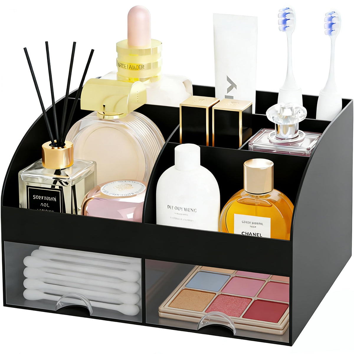Makeup Organizer with 2 Drawers, Countertop Cosmetic Storage for Vanity