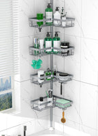 DAOYA Corner Shower Caddy Tension Pole 4 Tier Shower Caddy Organizer Black