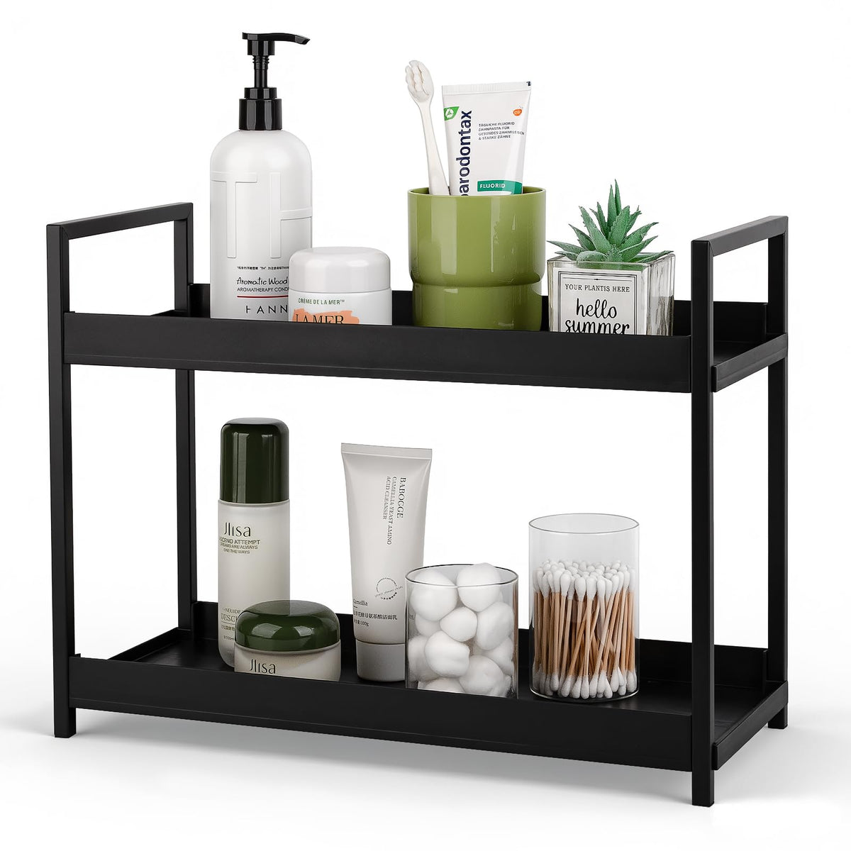 Bathroom Counter Organizer Vanity Storage Countertop Shelf, Small Black