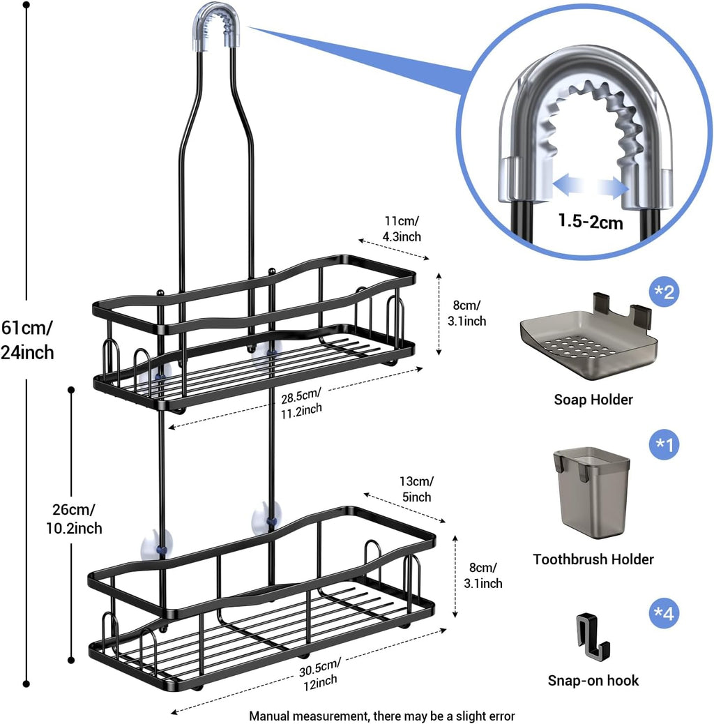 Hanging Shower Caddy Over Shower Head - No Drill Rustproof Shower Rack