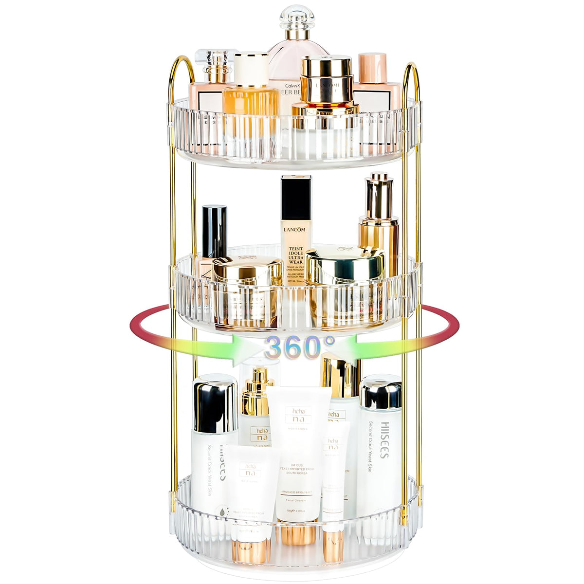 360 Rotating Makeup Organizer, 2 Tier Lazy Susan Bathroom Counter Organizer, Skincare Organizers, Spinning Perfume Organizer & Vanity Organizer Countertop (Classic Grey, 2 Tier)