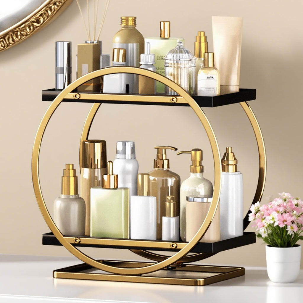 Bathroom Counter Organizer, 2-Tier Black Perfume Organizer Dresser