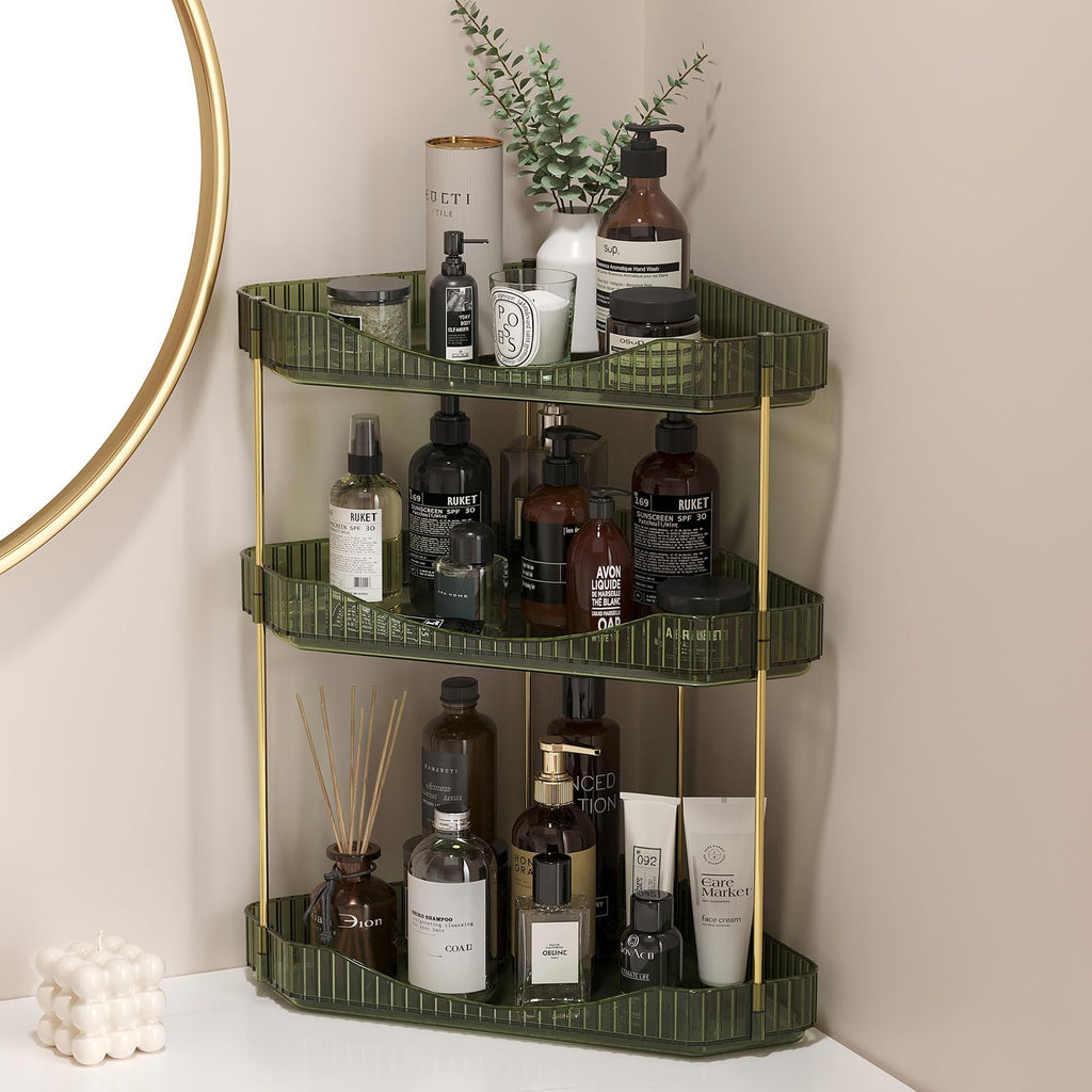 Lifewit 2 Tier Corner Bathroom Counter Organizers and Storage, Clear