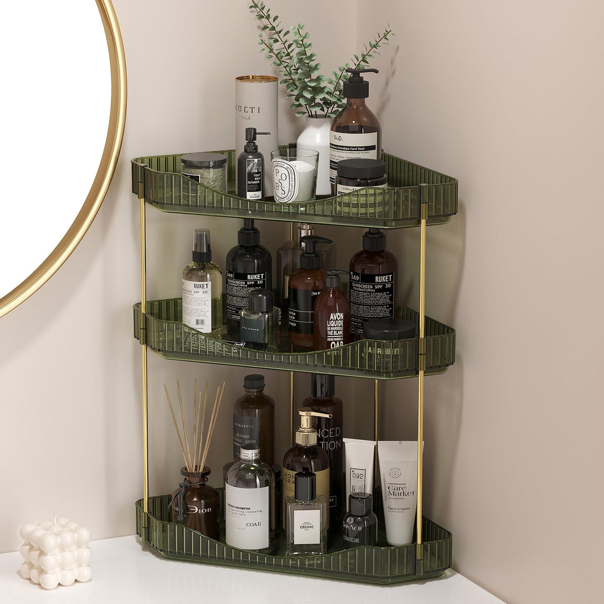 Lifewit 2 Tier Corner Bathroom Counter Organizers and Storage, Clear