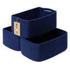 MiniArk Small Storage Baskets for Organizing | Closet Organizer Bins | Shelf Toy Basket | Woven Rope Baskets | Cube Decorative Box | Shallow Basket | L11.5xW7.5xH4.7| Brown