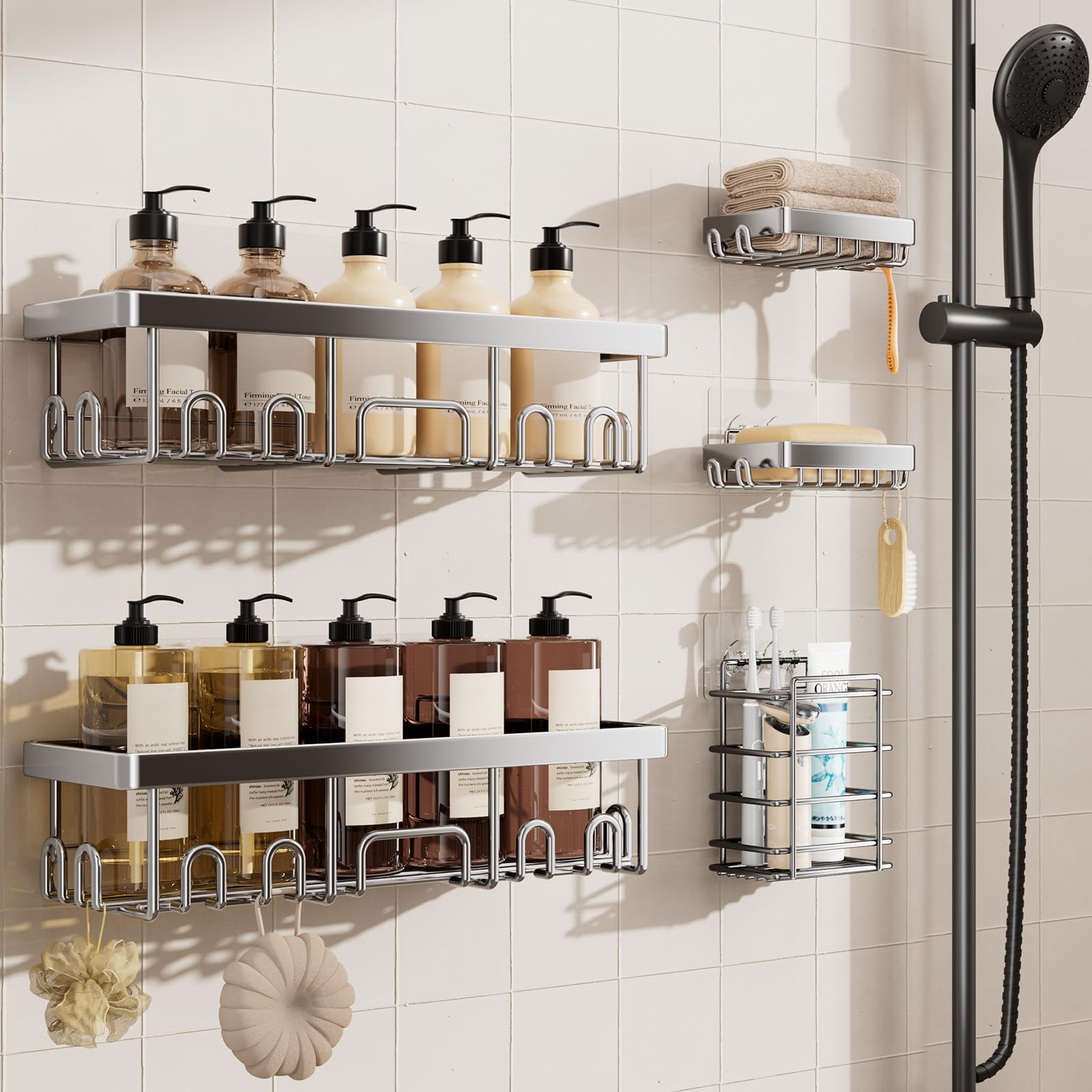 Veken Corner Shower Caddy 3-Pack, Advanced Rustproof Design&Stable Storage