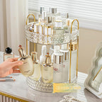 Large Capacity Rotating Makeup Organizer Perfume Stand Holder, 2 Tier Clear