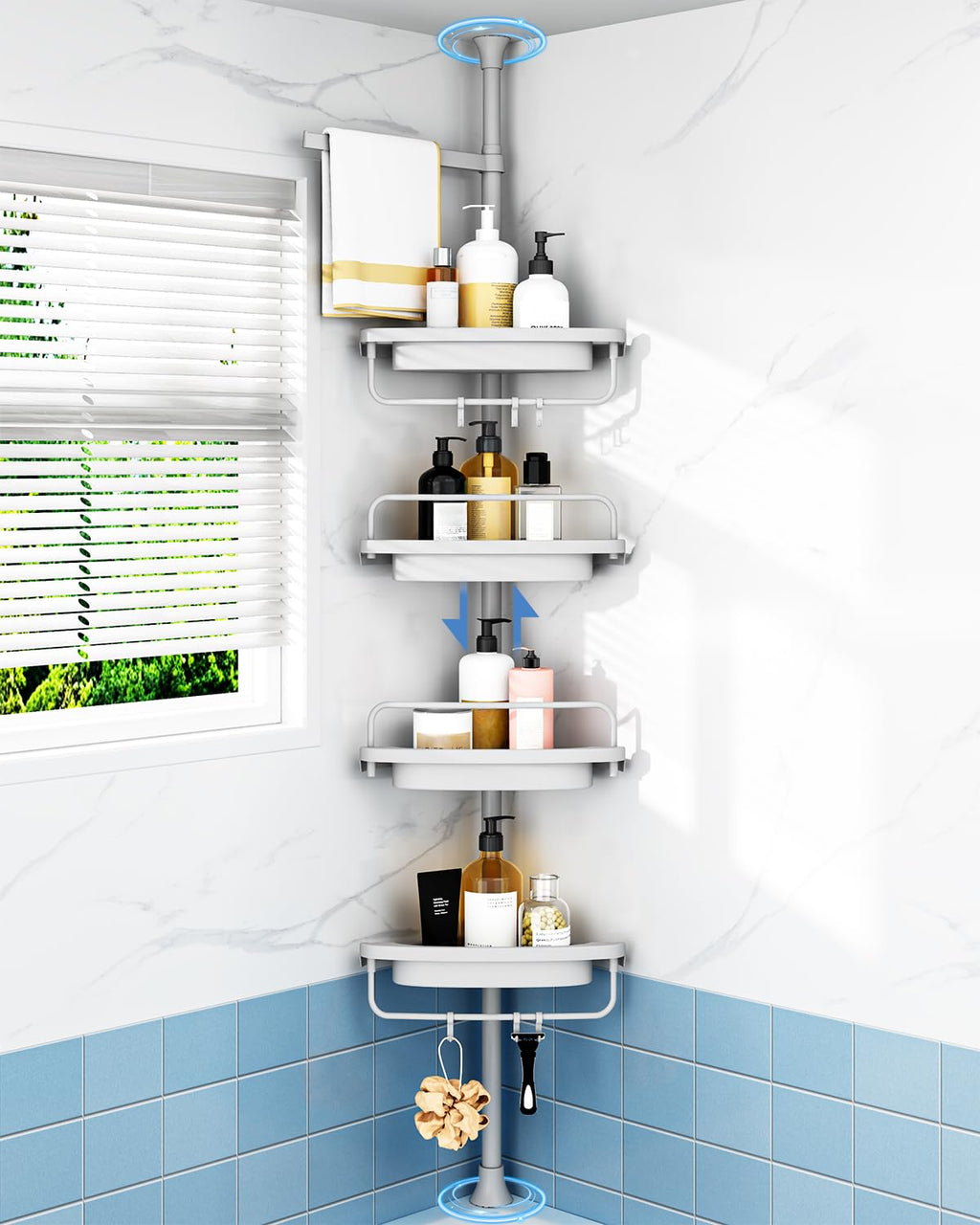 Corner Shower Caddy Tension Pole for Shampoo Holder, Stainless Steel Rod