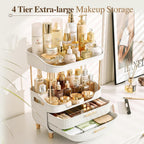 caktraie 4-Tier Makeup Organizer Bathroom Countertop Storage White