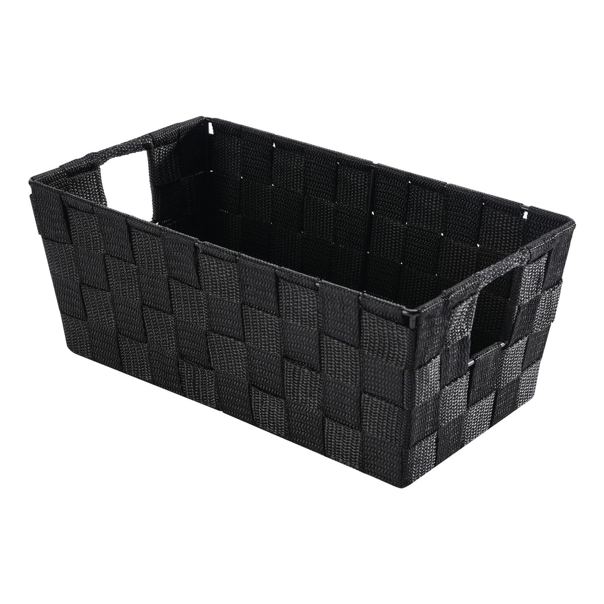 Whitmor Small Woven Storage Baskets for Shelves - Decorative Organizer Bins with Metal Structure, Versatile Shelf Storage Solution for Home Organization & Closet (Black)