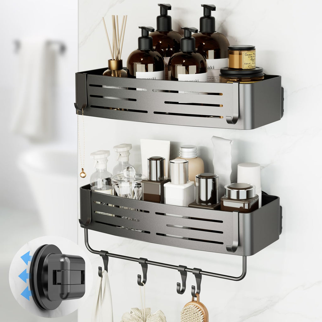 Onemake Suction Cup Shower Caddy, Shower Shelf, Bathroom Organizer, Black