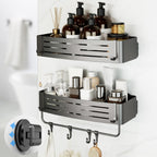 Onemake Suction Cup Shower Caddy, Shower Shelf, Bathroom Organizer, Black