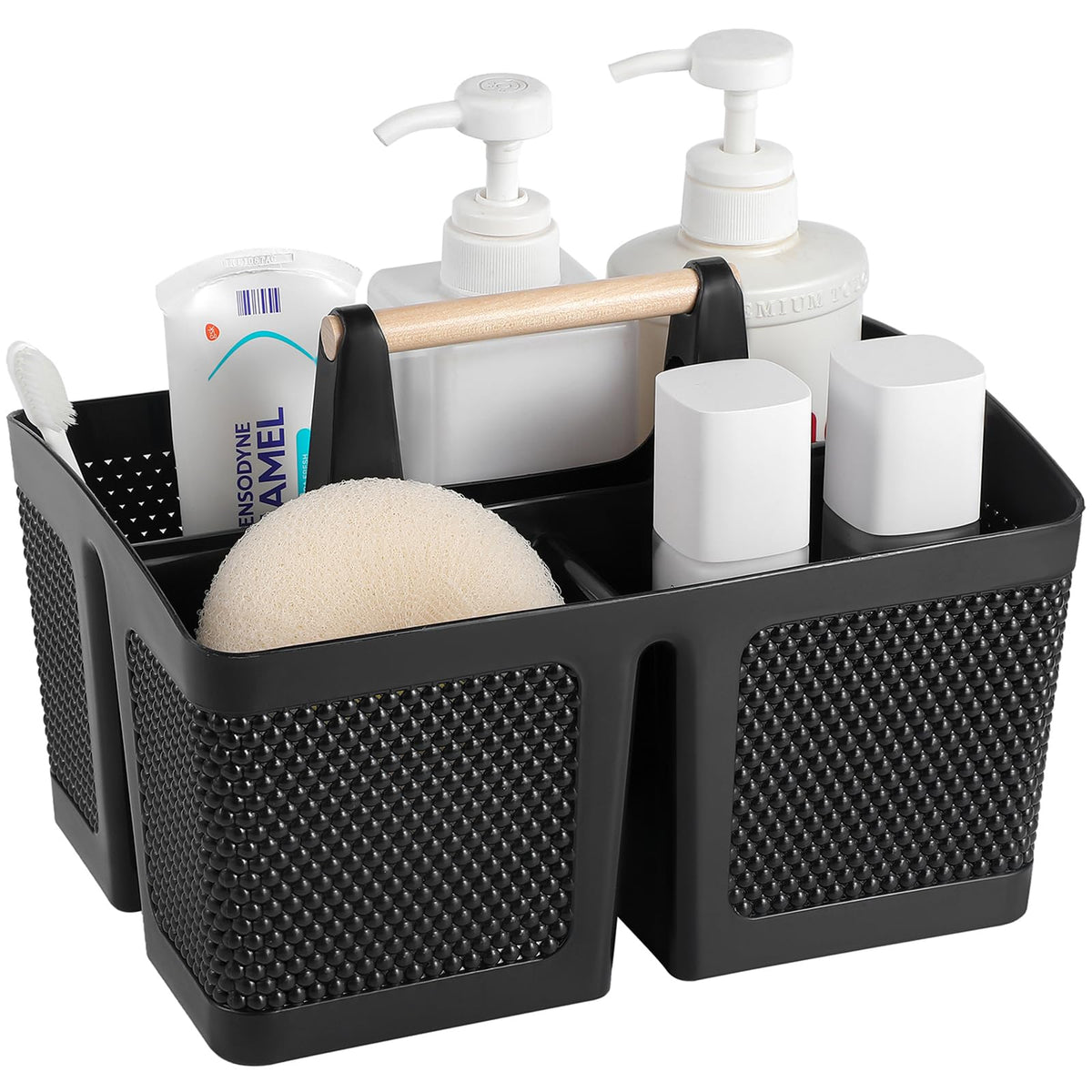 rejomiik Portable Shower Caddy Basket Plastic Cleaning Caddy Organizer Storage Tote with Handle for Bathroom, College, Dorm Room Essentials, White