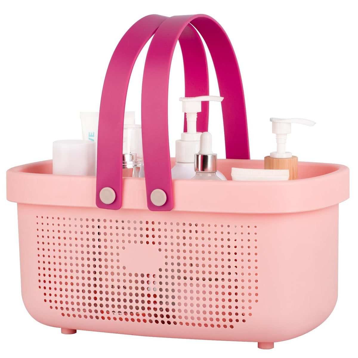 JiatuA Plastic Storage Basket with Handle Portable Shower Caddy Tote Organizer Basket Bin for Bathroom Kitchen Dorm Room Bedroom, Green