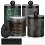 4 Pack Acrylic Qtip Holder Dispenser for Cotton Swabs, Balls, Floss Picks