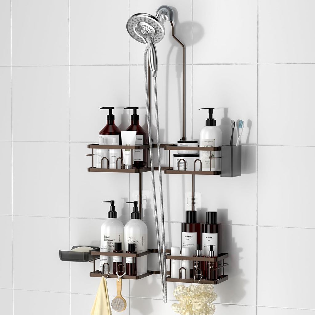 REINHARDT Adjustable Shower Caddy Hanging Rustproof Shower Organizer, Black