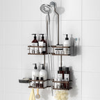 REINHARDT Adjustable Shower Caddy Hanging Rustproof Shower Organizer, Black
