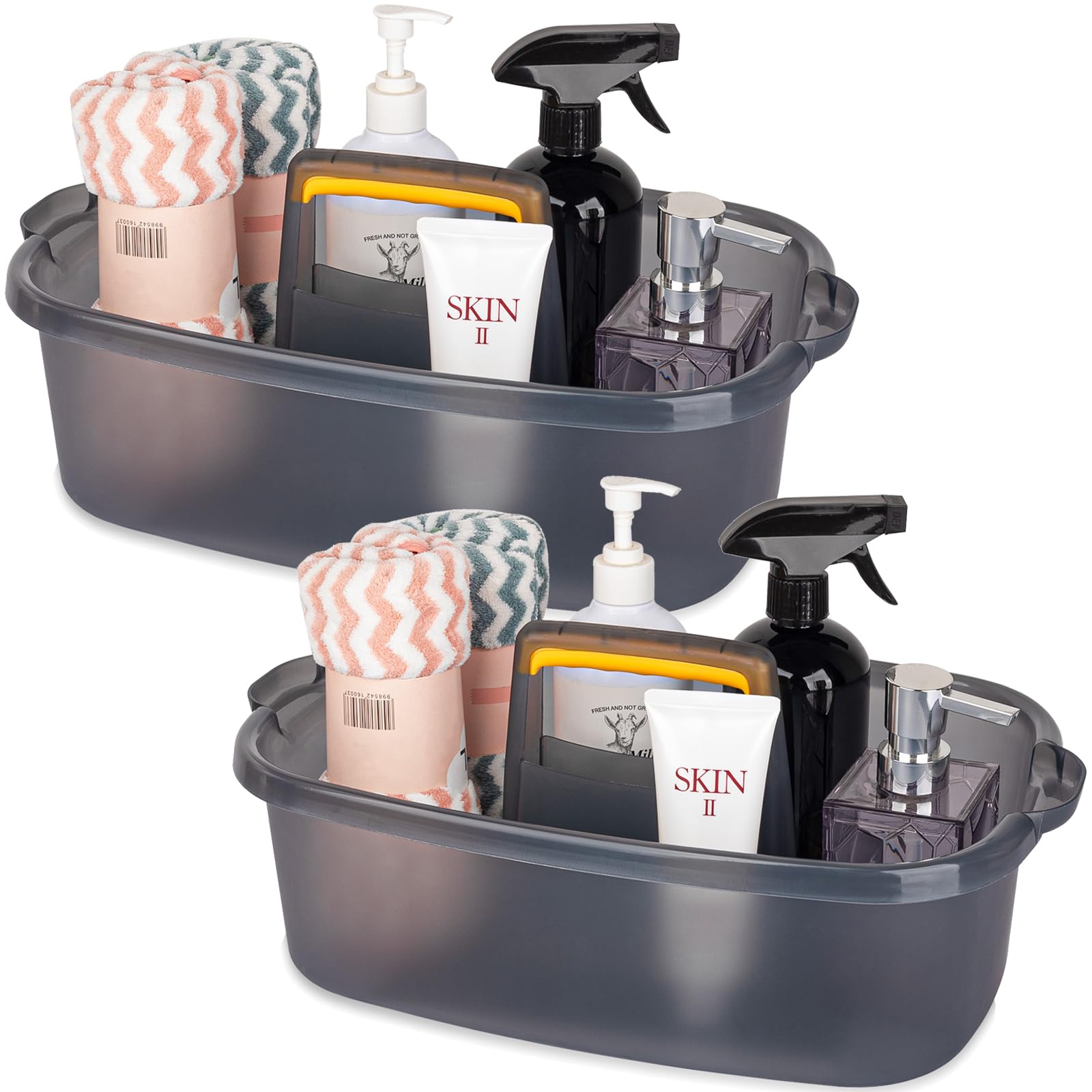 JiatuA Large Cleaning Supplies Caddy Portable Shower Caddy Basket Dark Gray
