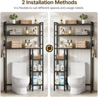Over The Toilet Storage with Side Rack, 6-Tier Bathroom Organizer Shelf