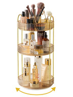 Asayuee 360 Rotating Makeup Organizer for Vanity,2 Tier Large Capacity Skincare Organizers,Bathroom Counter Organizer, Spinning Perfume Organizer & Vanity Organizer (Green-2 Tier)